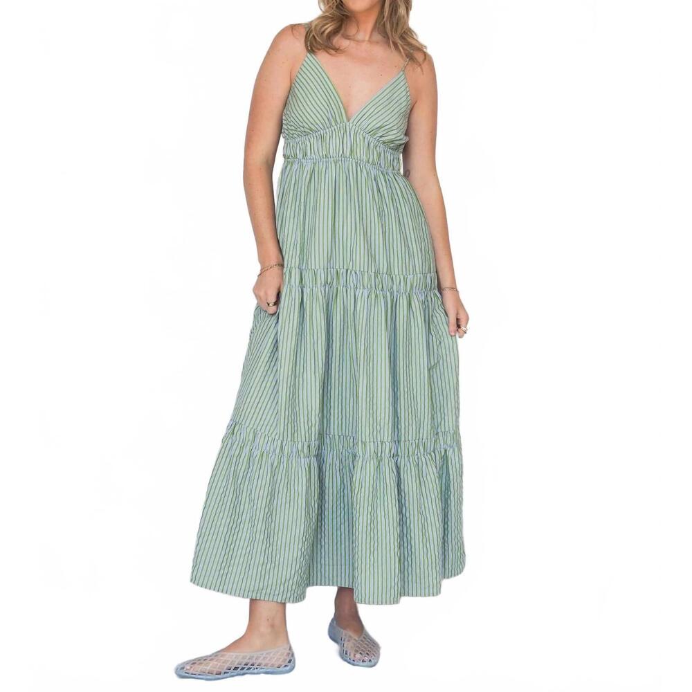 NEW MEET ME IN SANTORINI sleeveless maxi dress in santorini moonstripes